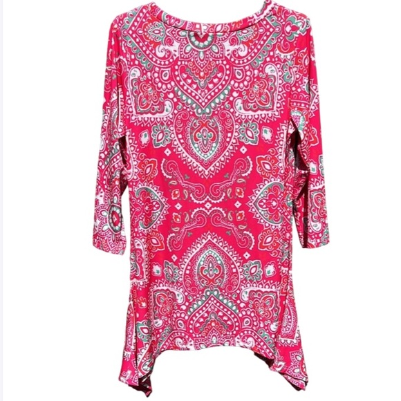 NWT Lily by Firmiana Long Tunic Top, Shark Bite Hem, Paisley, Long - Picture 6 of 14